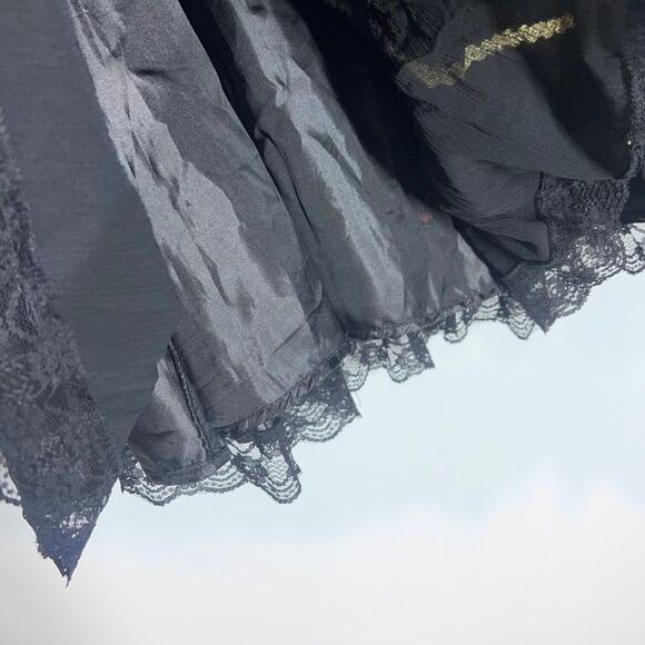 Vintage Black and Gold Maxi Skirt Womens Large Boho Gypsy Peasant Goth Cottage - Picture 4 of 6